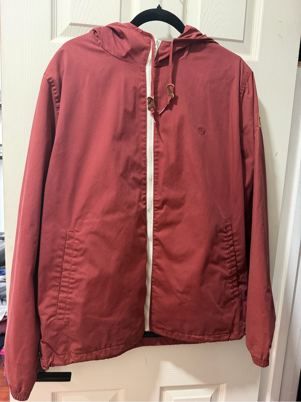 Element Men's Hooded Windbreaker in Brick Red